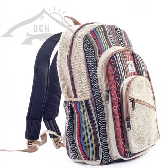 100% Handmade Multi Pocket Hemp Backpack - Picture 2 of 7